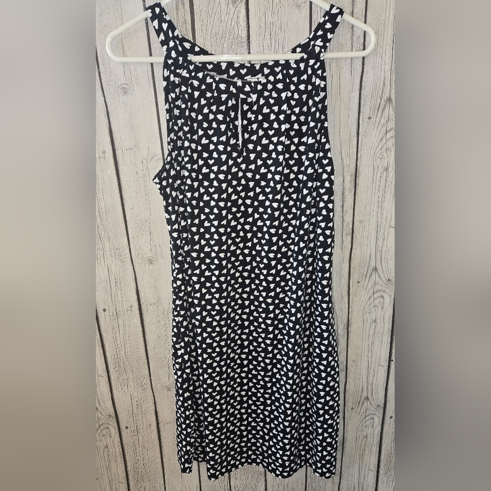 Lulu-B Black Love White Heart  Sleeveless Dress UPF50+ Sun Protection Xl